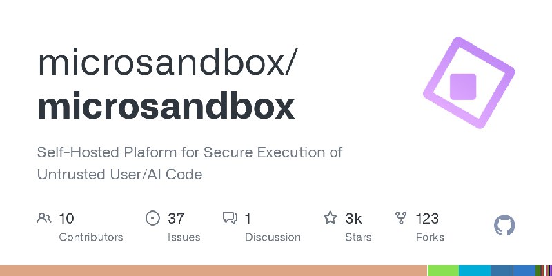 GitHub - microsandbox/microsandbox: Self-Hosted Plaform for Secure Execution of Untrusted User/AI Code