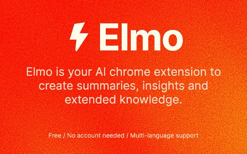 #Chrome #AI #RePost #Tool👩‍💻 免费的 AI 浏览器护航员 —— Elmo🧠 Elmo 是一款 Chrome 扩展程序，可以帮助你创建摘要并列举扩展知识