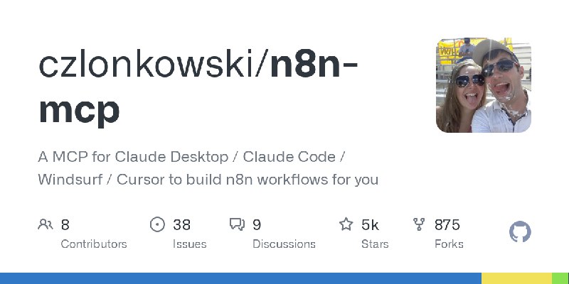 GitHub - czlonkowski/n8n-mcp: A MCP for Claude Desktop / Claude Code / Windsurf / Cursor to build n8n workflows for you