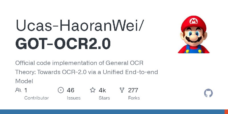 GitHub - Ucas-HaoranWei/GOT-OCR2.0: Official code implementation of General OCR Theory:  Towards OCR-2.0 via a Unified End-to-end…