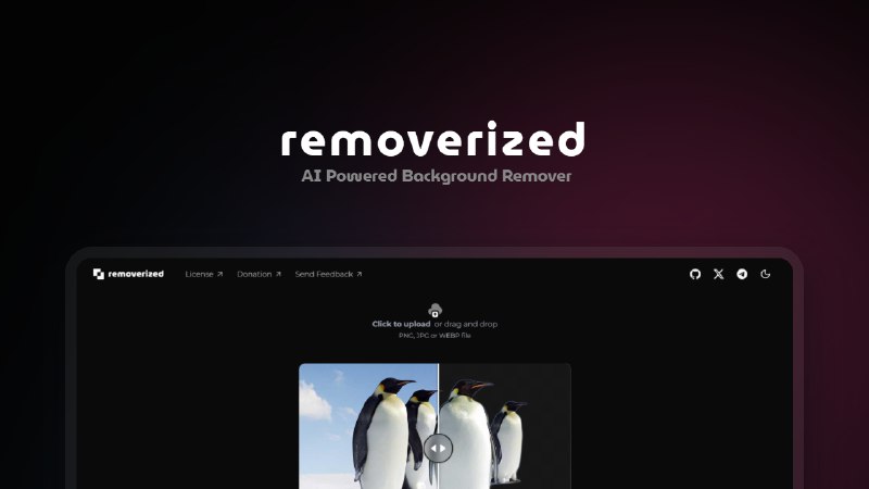 GitHub - yossTheDev/removerized: 🖼️ Effortlessly Remove Image Backgrounds with AI - 🆓 Free & Limitless with 🛩️ Offline Support