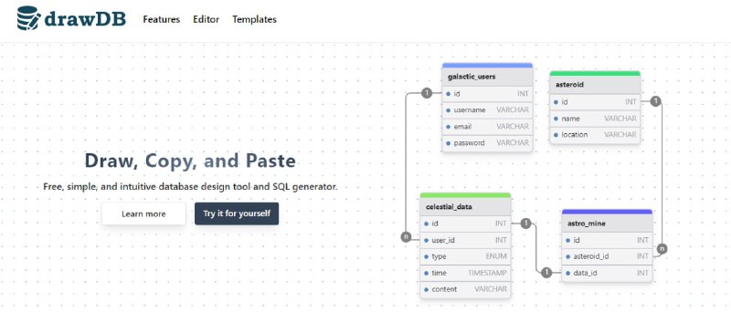 #RePost #DevOps #Tool #URLdrawDB数据库设计工具和 SQL 生成器，支持导入导出、快捷键、模板、问题检测、对象关系数据库等功能，完全免费，无需注册