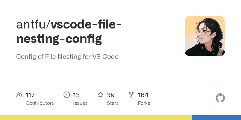 GitHub - antfu/vscode-file-nesting-config: Config of File Nesting for VS Code