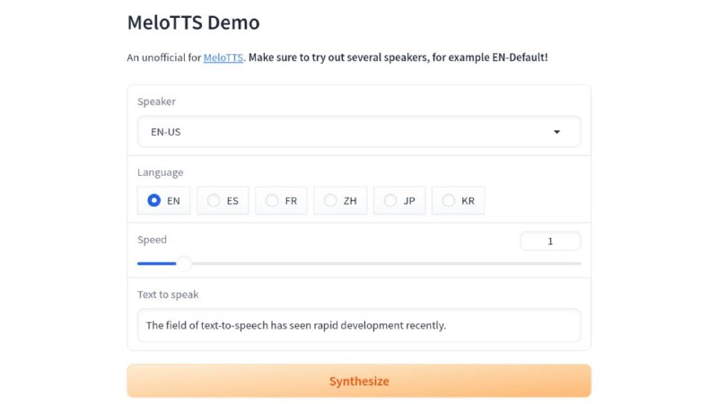 #RePost #GitHub #AI #Tool🗣 MeloTTS - MyShell 提供的高质量多语言文本转语音工具▎项目功能