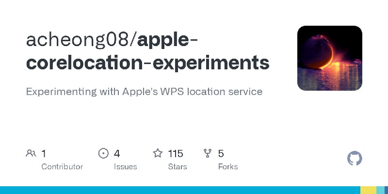 GitHub - acheong08/apple-corelocation-experiments: Experimenting with Apple's WPS location service