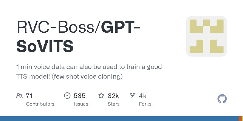 GitHub - RVC-Boss/GPT-SoVITS: 1 min voice data can also be used to train a good TTS model! (few shot voice cloning)