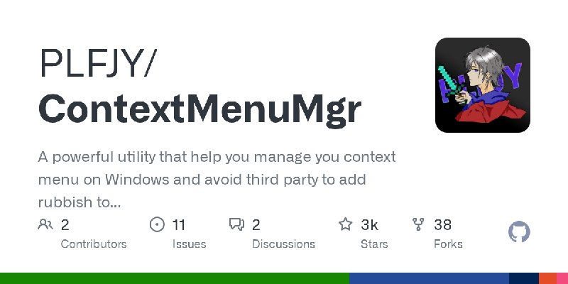 GitHub - PLFJY/ContextMenuMgr: A powerful utility that help you manage you context menu on Windows and avoid third party to add…