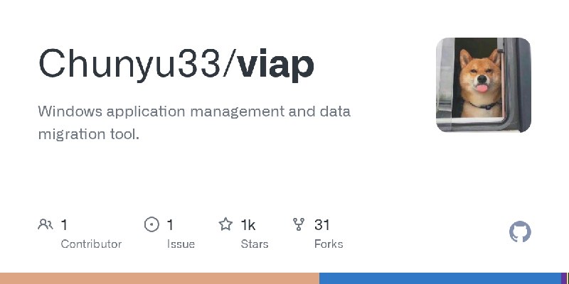 GitHub - Chunyu33/viap: Windows application management and data migration tool.
