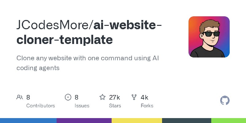 GitHub - JCodesMore/ai-website-cloner-template: Clone any website with one command using AI coding agents