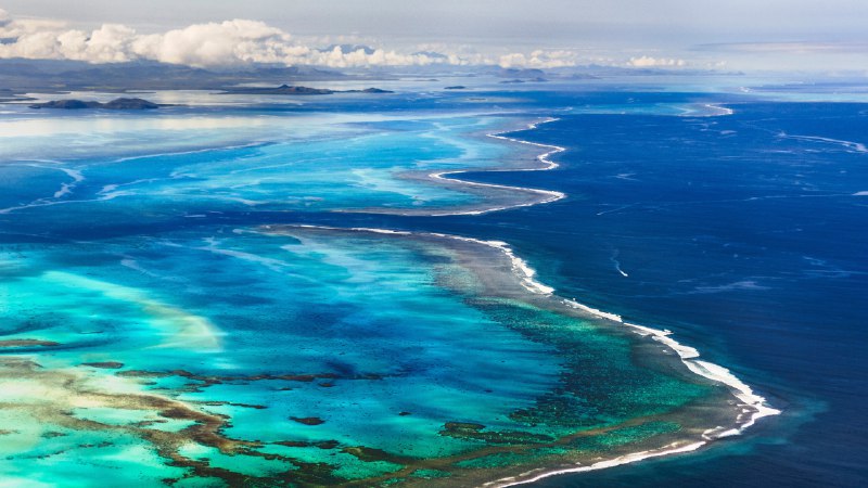 #Bing_Wallpaper海底世界格朗特尔岛附近的堡礁，法属新喀里多尼亚 (© Karsten Wrobel/Getty Images)4K