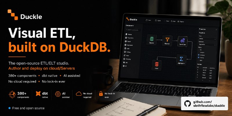 GitHub - slothflowlabs/duckle: Open-source ETL/ELT you deploy on your own servers or cloud. Built on DuckDB: no-code/low-code visual…