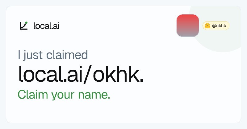 I just claimed local.ai/okhk. Claim your name.