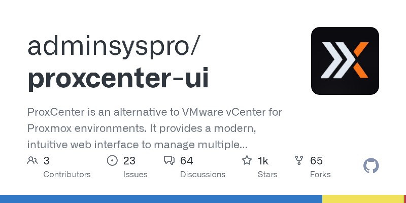 GitHub - adminsyspro/proxcenter-ui: ProxCenter is an alternative to VMware vCenter for Proxmox environments. It provides a modern…