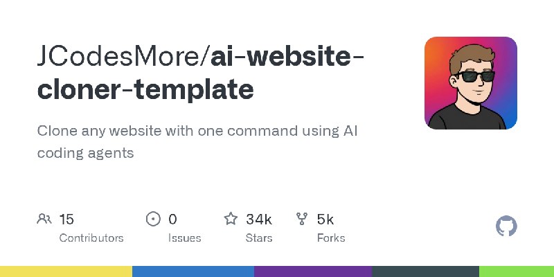 GitHub - JCodesMore/ai-website-cloner-template: Clone any website with one command using AI coding agents