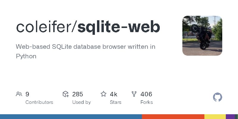 GitHub - coleifer/sqlite-web: Web-based SQLite database browser written in Python