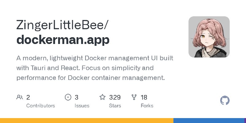 GitHub - ZingerLittleBee/dockerman.app: A modern, lightweight Docker management UI built with Tauri and React. Focus on simplicity…