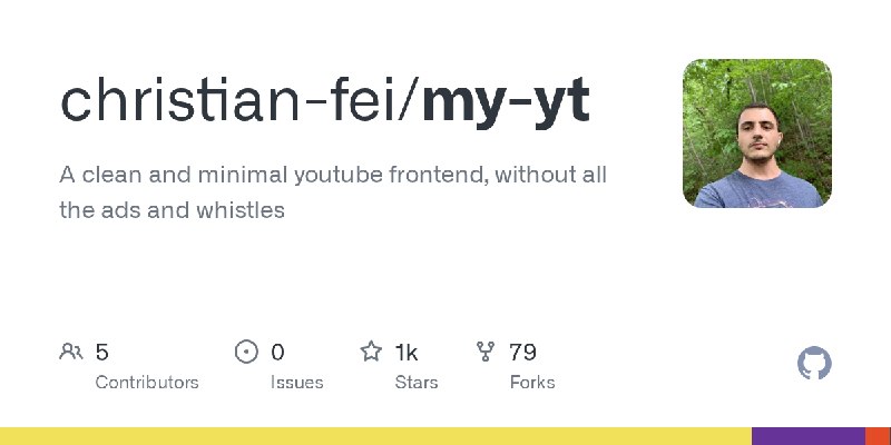 GitHub - christian-fei/my-yt: A clean and minimal youtube frontend, without all the ads and whistles