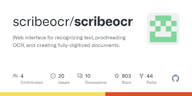 GitHub - scribeocr/scribeocr: Web interface for recognizing text, proofreading OCR, and creating fully-digitized documents.