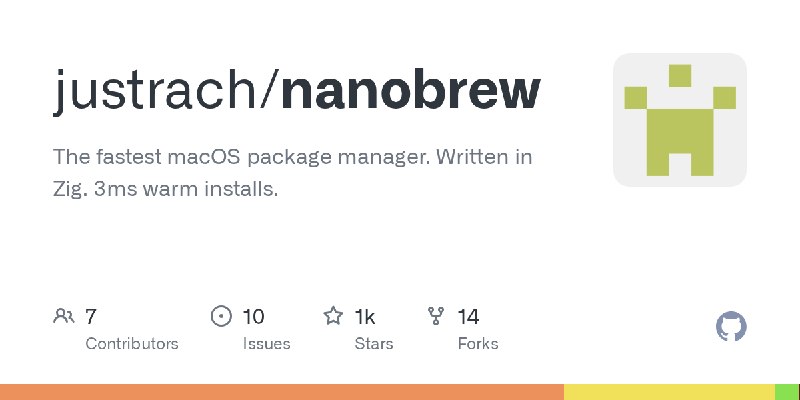 GitHub - justrach/nanobrew: The fastest macOS package manager. Written in Zig. 3ms warm installs.