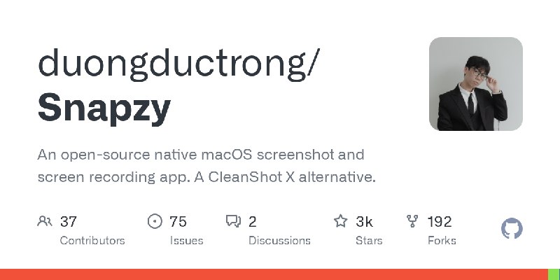 GitHub - duongductrong/Snapzy: An open-source native macOS screenshot and screen recording app. A CleanShot X alternative.