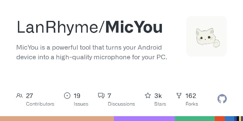 GitHub - LanRhyme/MicYou: MicYou is a powerful tool that turns your Android device into a high-quality microphone for your PC.