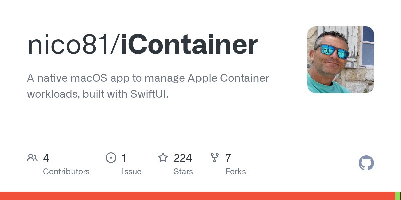 GitHub - nico81/iContainer: A native macOS app to manage Apple Container workloads, built with SwiftUI.