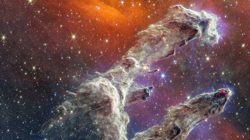 #Bing_Wallpaper宇宙在绽放‌ 詹姆斯 · 韦伯太空望远镜观测的创生之柱 (© NASA)4K | 1080P