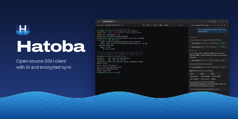 GitHub - scarletkc/Hatoba: Open-source desktop SSH client with an AI assistant and end-to-end encrypted sync through your own Cloudflare…