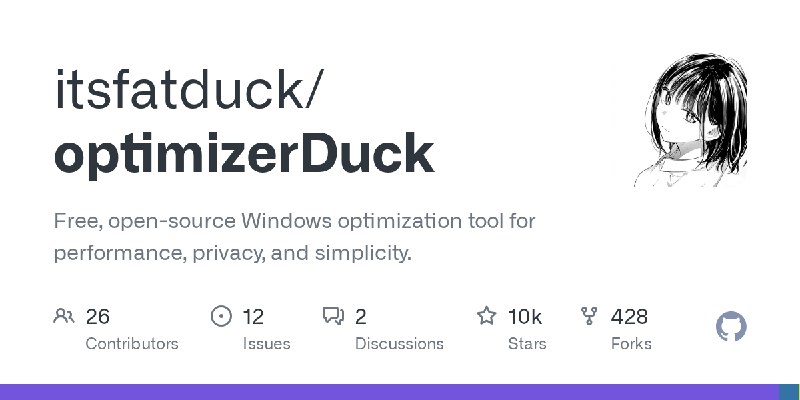 GitHub - itsfatduck/optimizerDuck: Free, open-source Windows optimization tool for performance, privacy, and simplicity.