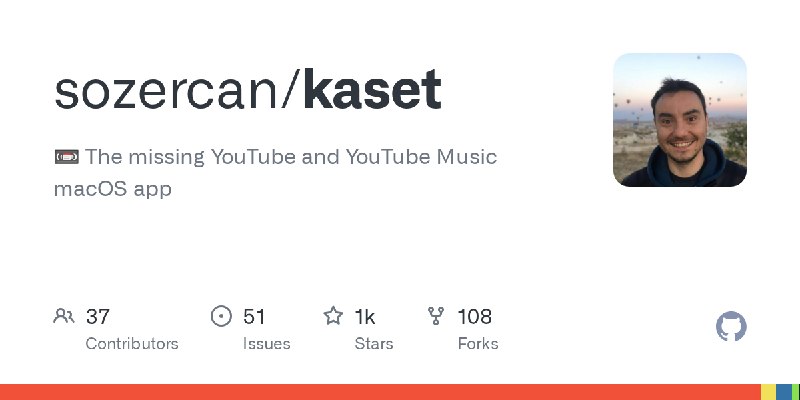GitHub - sozercan/kaset: 📼 The missing YouTube and YouTube Music macOS app