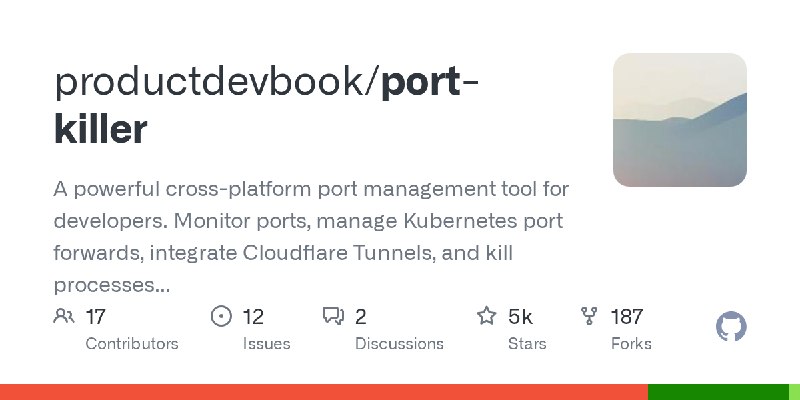 GitHub - productdevbook/port-killer: A powerful cross-platform port management tool for developers. Monitor ports, manage Kubernetes…