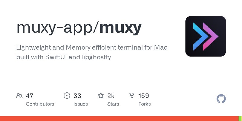 GitHub - muxy-app/muxy: Lightweight and Memory efficient terminal for Mac built with SwiftUI and libghostty