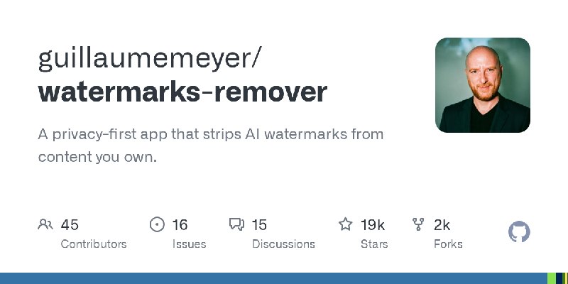 GitHub - guillaumemeyer/watermarks-remover: A privacy-first app that strips AI watermarks from content you own.