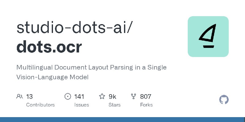 GitHub - studio-dots-ai/dots.ocr: Multilingual Document Layout Parsing in a Single Vision-Language Model