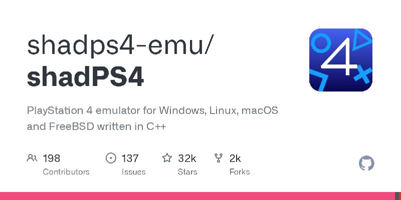 GitHub - shadps4-emu/shadPS4: PlayStation 4 emulator for Windows, Linux, macOS and FreeBSD written in C++