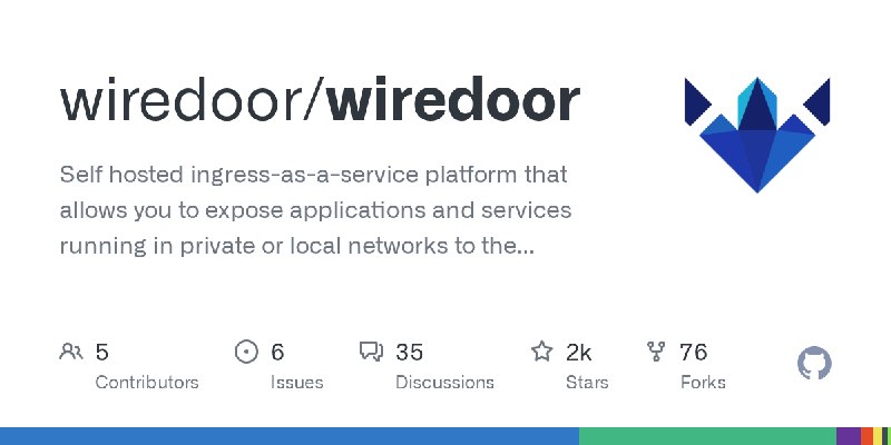 GitHub - wiredoor/wiredoor: Self hosted ingress-as-a-service platform that allows you to expose applications and services running…