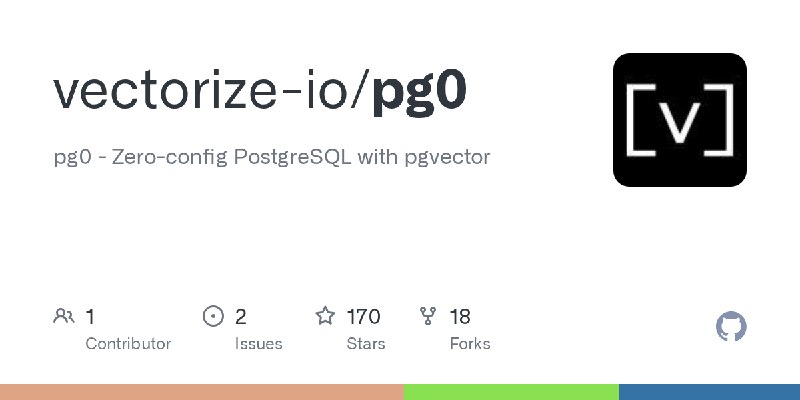 GitHub - vectorize-io/pg0: pg0 - Zero-config PostgreSQL with pgvector