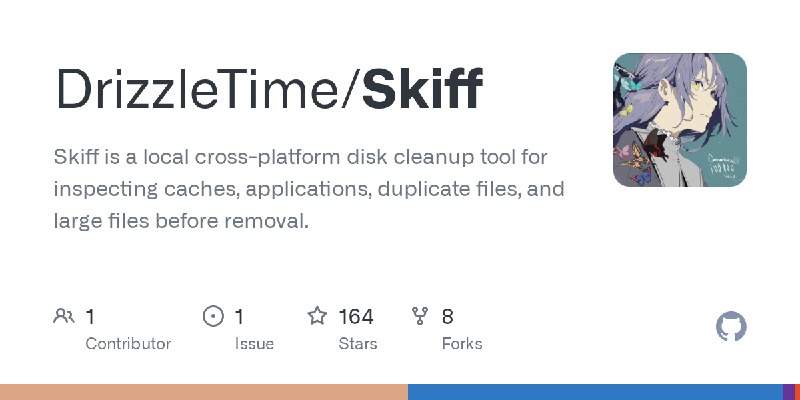 GitHub - DrizzleTime/Skiff: Skiff is a local cross-platform disk cleanup tool for inspecting caches, applications, duplicate files…