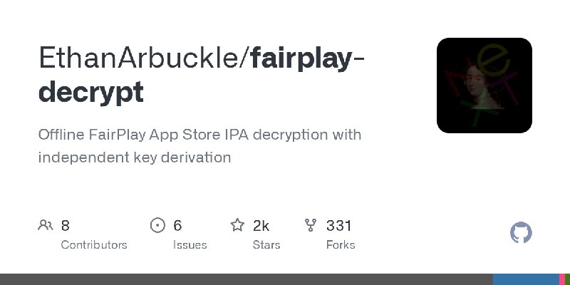 GitHub - EthanArbuckle/fairplay-decrypt: Offline FairPlay App Store IPA decryption with independent key derivation