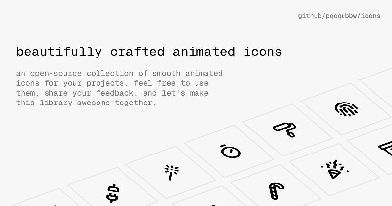 #Design #GitHub #URL⭐️ pqoqubbw / icons：开源的动态图标合集