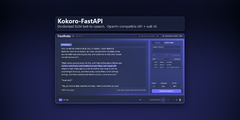 GitHub - remsky/Kokoro-FastAPI: Dockerized OpenAI-compatible wrapper for Kokoro-82M text-to-speech w/multiplatform CPU, AMD, NVIDIA…
