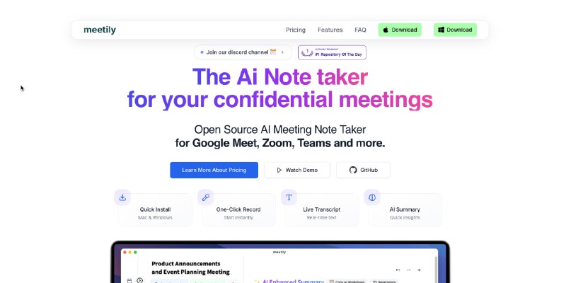GitHub - Zackriya-Solutions/meetily: Privacy first, AI meeting assistant with 4x faster Parakeet/Whisper live transcription, speaker…