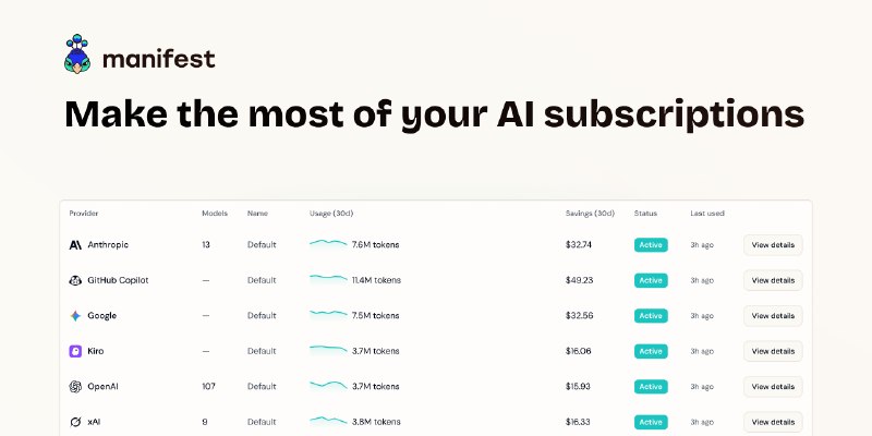 GitHub - mnfst/manifest: Connect Your Agents And Harnesses With Any Provider 🦚