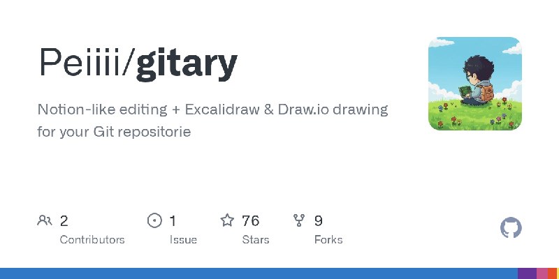 GitHub - Peiiii/gitary: Notion-like editing + Excalidraw & Draw.io drawing for your Git repositorie
