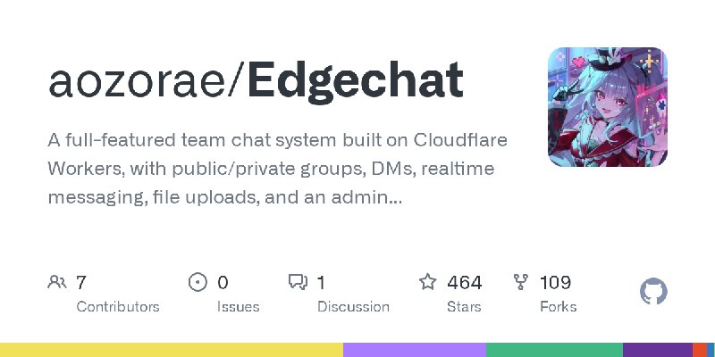 GitHub - aozorae/Edgechat: A full-featured team chat system built on Cloudflare Workers, with public/private groups, DMs, realtime…
