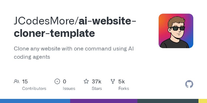 GitHub - JCodesMore/ai-website-cloner-template: Clone any website with one command using AI coding agents