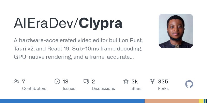 GitHub - AIEraDev/Clypra: A hardware-accelerated video editor built on Rust, Tauri v2, and React 19. Sub-10ms frame decoding, GPU…