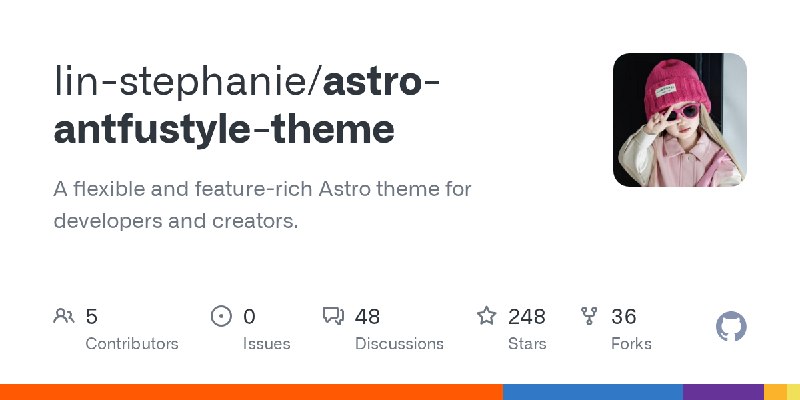 GitHub - lin-stephanie/astro-antfustyle-theme: A flexible and feature-rich Astro theme for developers and creators.