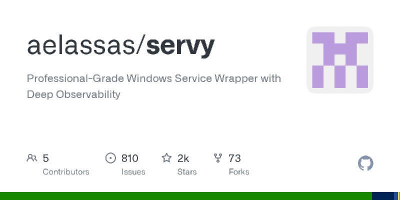 GitHub - aelassas/servy: Professional-Grade Windows Service Wrapper with Deep Observability