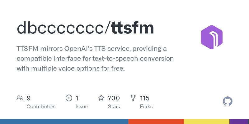 GitHub - dbccccccc/ttsfm: TTSFM mirrors OpenAI's TTS service, providing a compatible interface for text-to-speech conversion with…